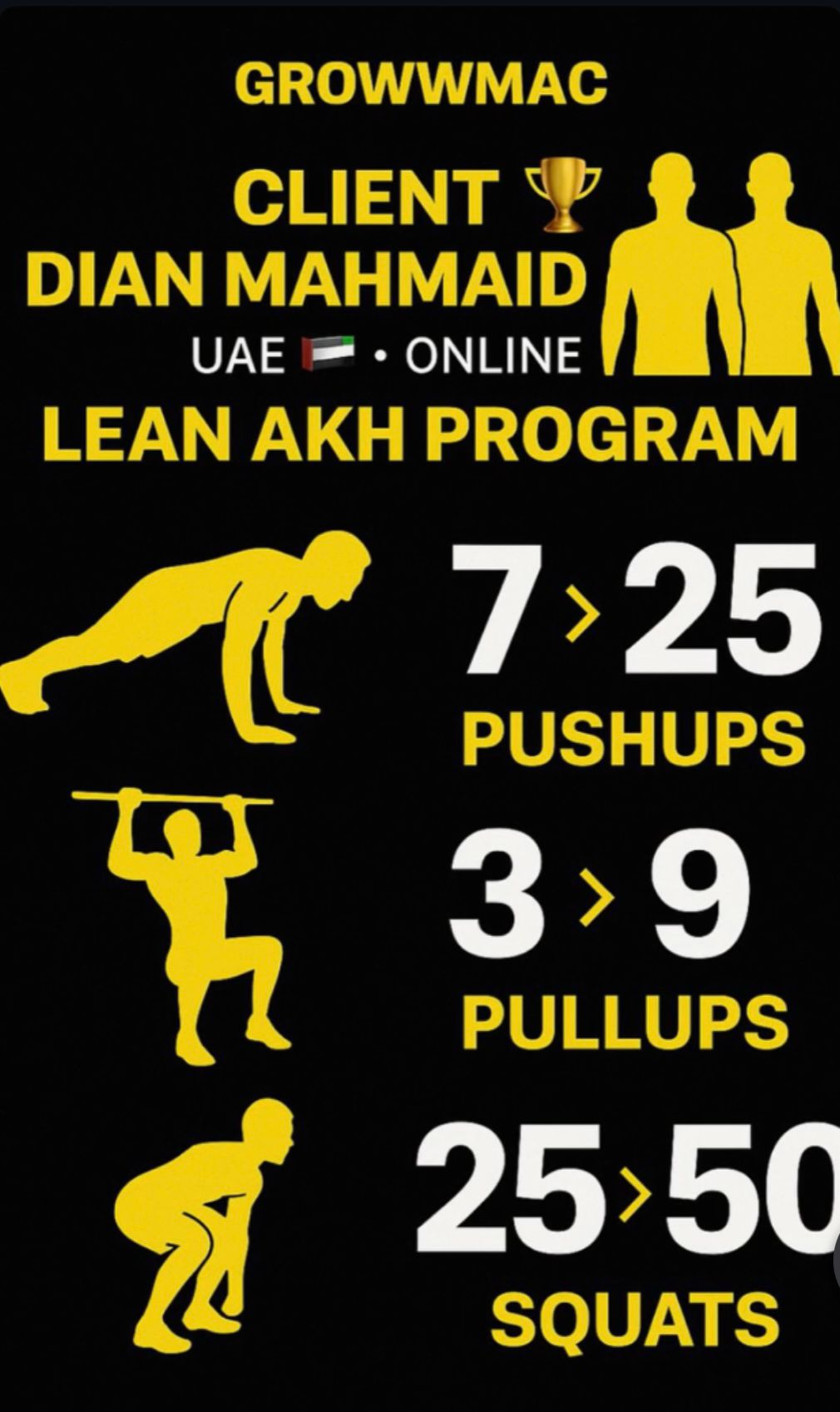 UAE online client โ pushups, pullups, squats progression