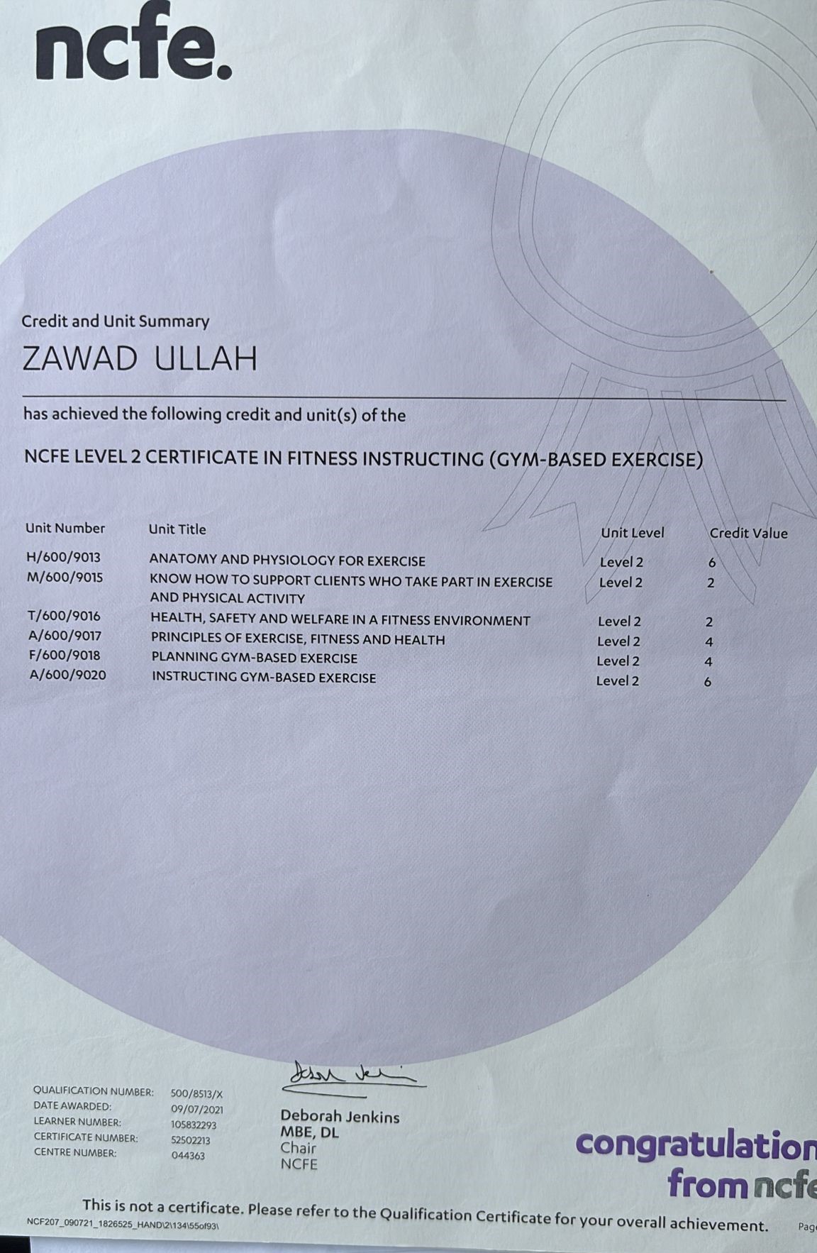 NCFE L2 โ Fitness Instructing