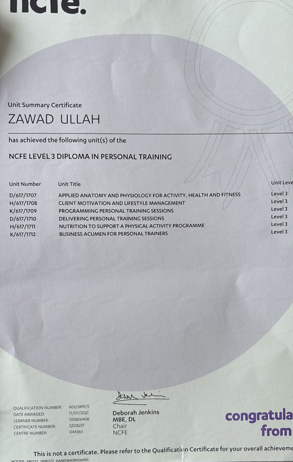 NCFE L3 โ Personal Training